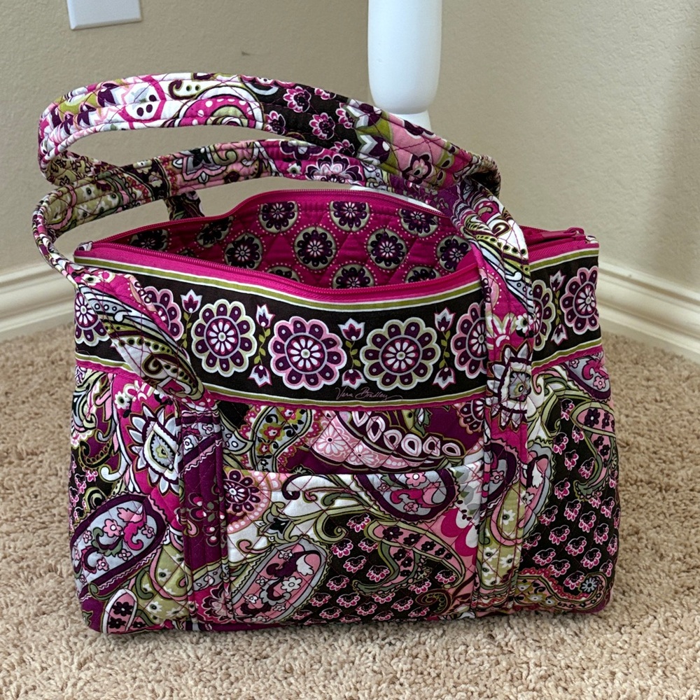 Vera Bradley Pink and Green Paisley Tote